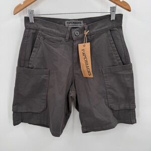 Paperbacks Mens Cargo Shorts Charcoal Grey Stretch Cotton Utility Size 30 NWT